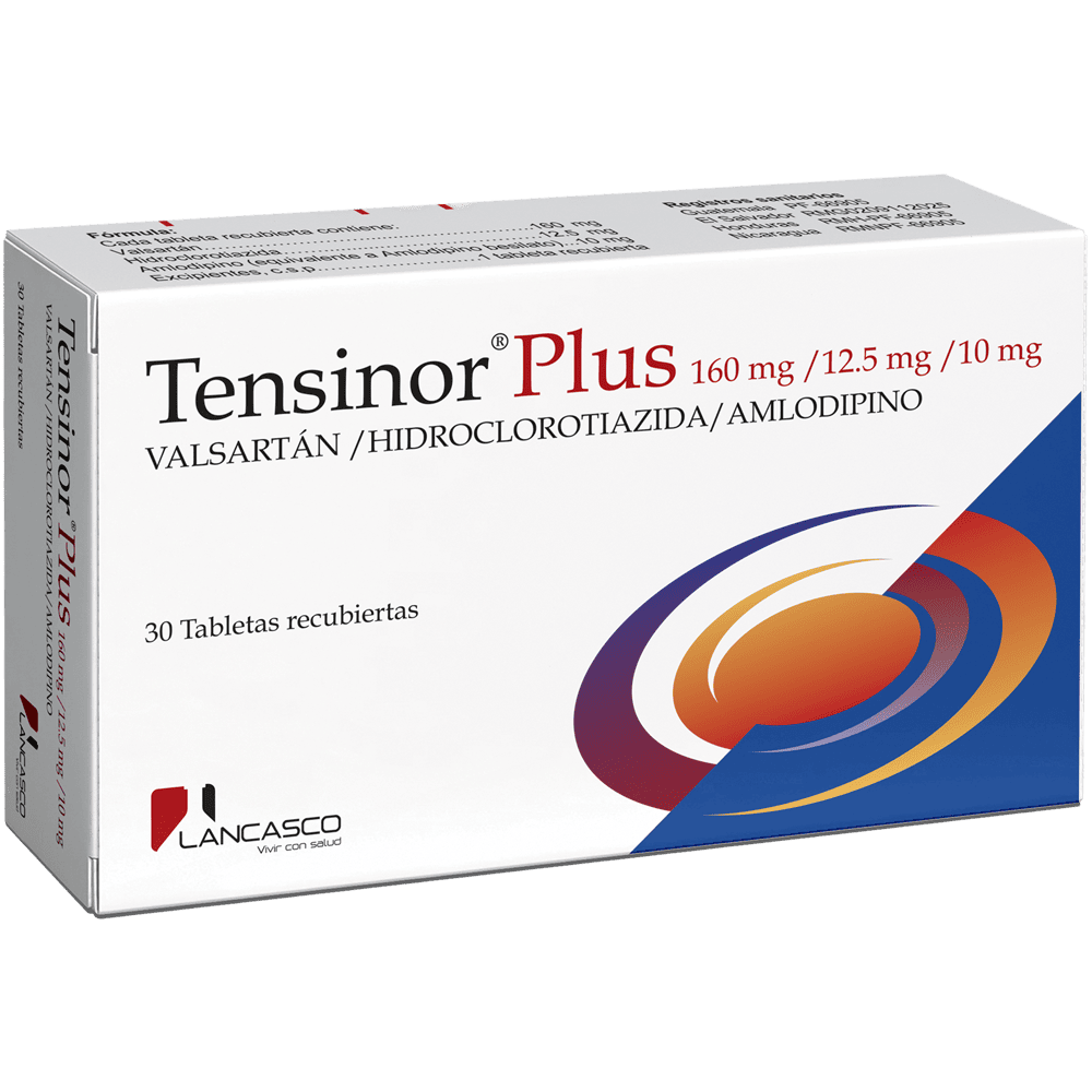 TENSINOR PLUS VALSARTÁN 160MG + 12.5MG HIDROCLOROTIAZIDA + AMLODIPINO 10MG